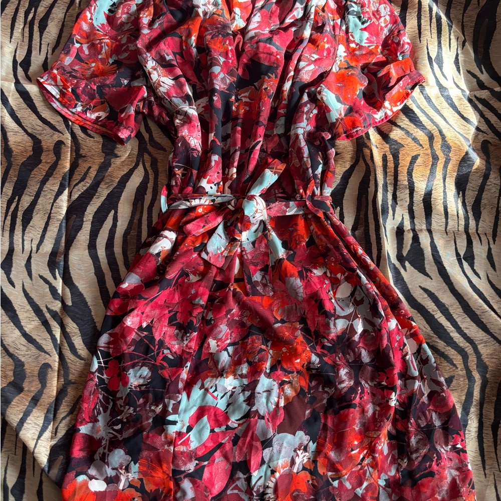 Floral Red and Black Dress